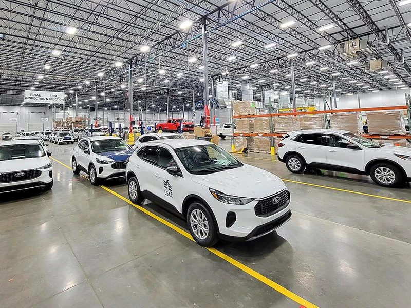 Vehicles staged at final inspection on the GFX Solutions production floor